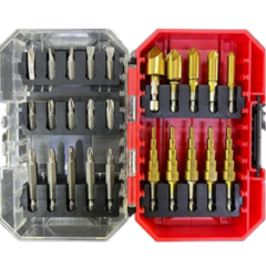 Kit Broca Escareadora E Escalonada Titânio + Bits C/25 Peças