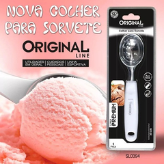 Colher Concha De Sorvete De Inox Cabo Branco Premium 20Cm Na Cartela - Original line - JMS FERRAMENTAS