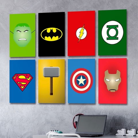 KIT 8 PLACAS SUPER HERÓIS