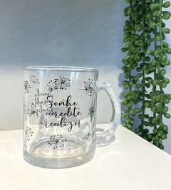 Caneca vidro c/frase unitária 330ml - loja online
