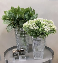 Arranjo vaso vidro c/verde
