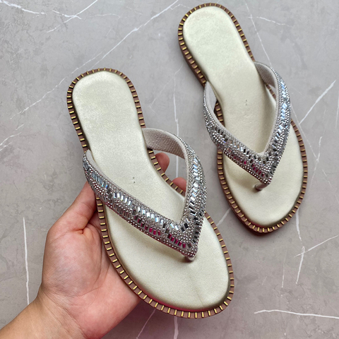 Rasteira De Dedo com Strass - Ouro Light Metalizado