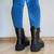 Bota Coturno Preto Tratorado Com Tiras de Strass Onix - Esbela Shoes