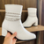 Bota Branca Cano Curto Salto 6,5cm