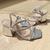 Sandália Salto Bloco 7cm Prata com Tiras de Strass - comprar online