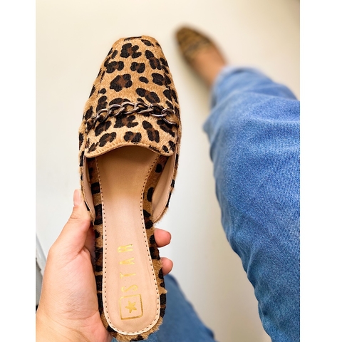 Mule Animal Print com Corrente