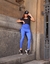 Calça Legging com Saia Ajustável Azul Royal – Elegância e Conforto que Transformam Seu Visual na internet