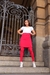 Calça Legging com Saia Ajustável Vermelha - Cintura Alta que Modela e Não Marca Celulite - Juliana Perfeito Fio 