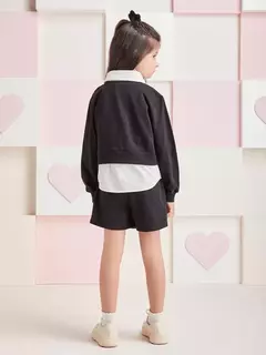 Conjunto de casaco de moletom com strass e shorts saia - comprar online
