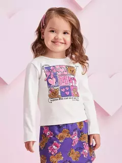 Conjunto roxo de blusa e shorts saia de ursinhos - loja online