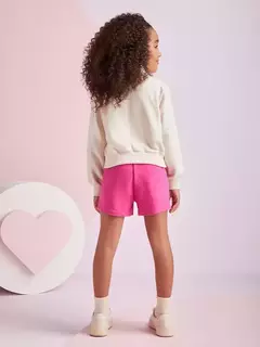 Conjunto casaco de urso em lettering e shorts - Tindolelê