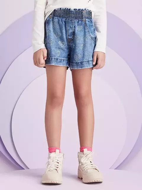 Shorts jeans com strass