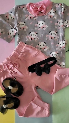 Conjunto de bebê de calça com body estampado