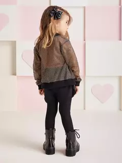 Conjunto de blusa meia estação, jaqueta e shorts com tela - Tindolelê