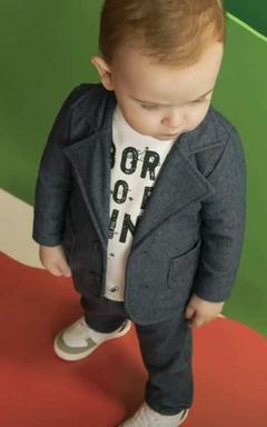 Conjunto de blazer e calça em cotton jeans