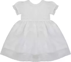 Vestido de linho com saia voal e rendas na internet