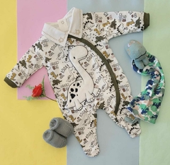 Macacão de bebê em suedine dinossauros - comprar online