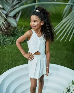 Conjunto de Colete com Strass e shorts saia com Pregas - Tindolelê