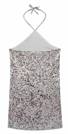 Vestido com alça em paetê London - loja online