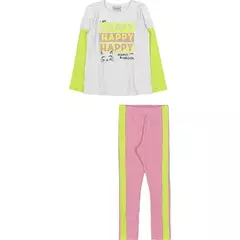 Conjunto de blusa com strass e legging neon na internet