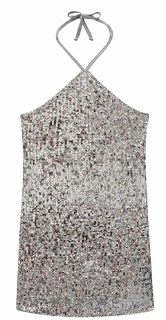 Vestido com alça em paetê London - Tindolelê