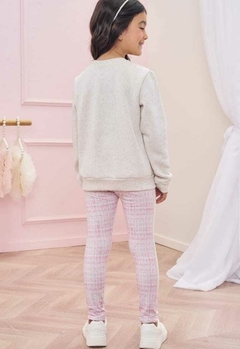 Conjunto de blusão em moletom com pelúcia e legging em termoskin - Tindolelê