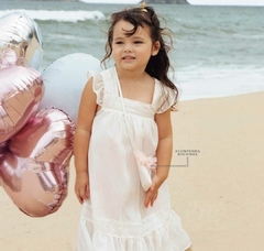 Vestido infantil celebrar bordado com bolsa flores - comprar online