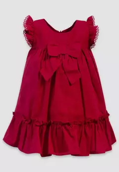 Vestido infantil manga curta laço