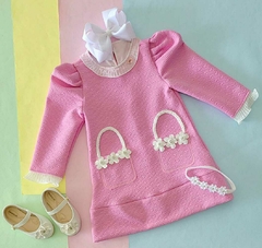 Vestido em matelasse rosa - comprar online