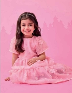 Vestido de tule bordado com flores - comprar online