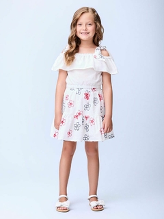 Conjunto off white com bordado floral - comprar online