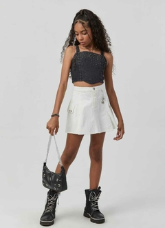 Cropped em jeans preto - Tindolelê