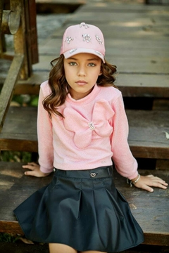 Conjunto de saia em tecido like preto - Tindolelê
