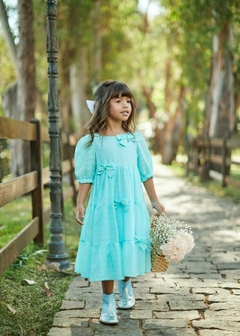 Vestido em algodão verde agua