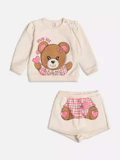 Conjunto de casaco e shorts saia com estampa de urso - comprar online