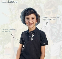 Conjunto de camisa polo em meia malha e bermuda em tecido noronha - Tindolelê