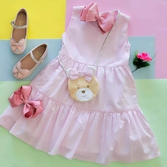 Vestido de algodão com bolsa ursinha