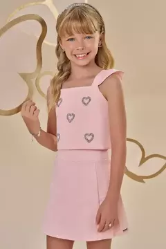 Conjunto de Blusa Cropped e Short Saia em Sarja com Elastano - comprar online