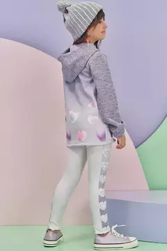 Conjunto de blusão alongado em malha textura brilho com calça legging em fly tech - Tindolelê