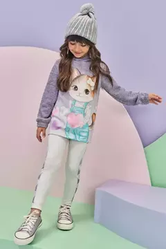 Conjunto de blusão alongado em malha textura brilho com calça legging em fly tech na internet