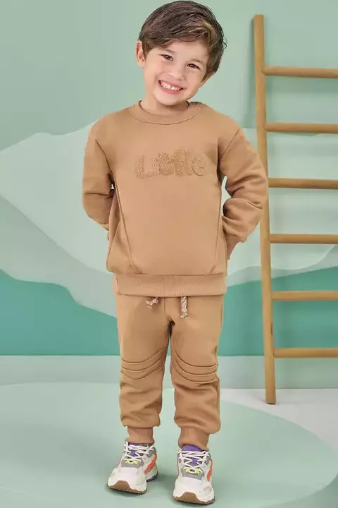 Conjunto de blusão e Calça jogger em moletom com pelúcia