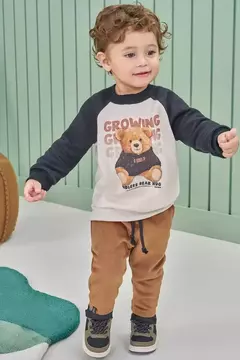 Conjunto de blusão em moletom 3 cabos com pelúcia e calça skinny em fleece cotelê c/ elastano - comprar online