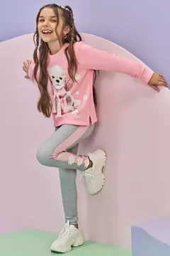 Conjunto de blusão em moletom com pelúcia e calça legging em Fly Tech