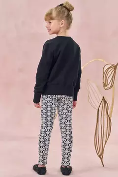 Conjunto de blusão em moletom com pelúcia e calça legging em jacquard coração - Tindolelê