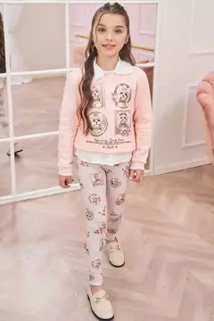 Conjunto de blusão em moletom com pelúcia e calça legging em termoskin peluciado - comprar online
