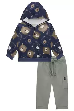 Conjunto de blusão em moletom com pelúcia e calça skinny em sarja onix stretch com elastano na internet