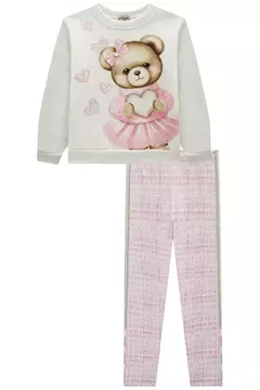 Conjunto de blusão em moletom com pelúcia e legging em termoskin - loja online