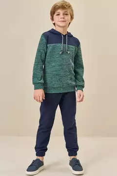 Conjunto de blusão em ribana e moletom sem pelúcia e calça jogger em moletom sem pelúcia - comprar online