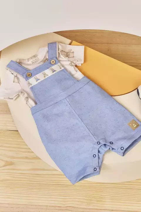 Conjunto de Body em Malha Power e Jardineira em Tecido Eco Stretch em com Elastano