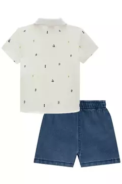 Conjunto de camisa em Cotton e bermuda em jeans Bellini com elastano - loja online